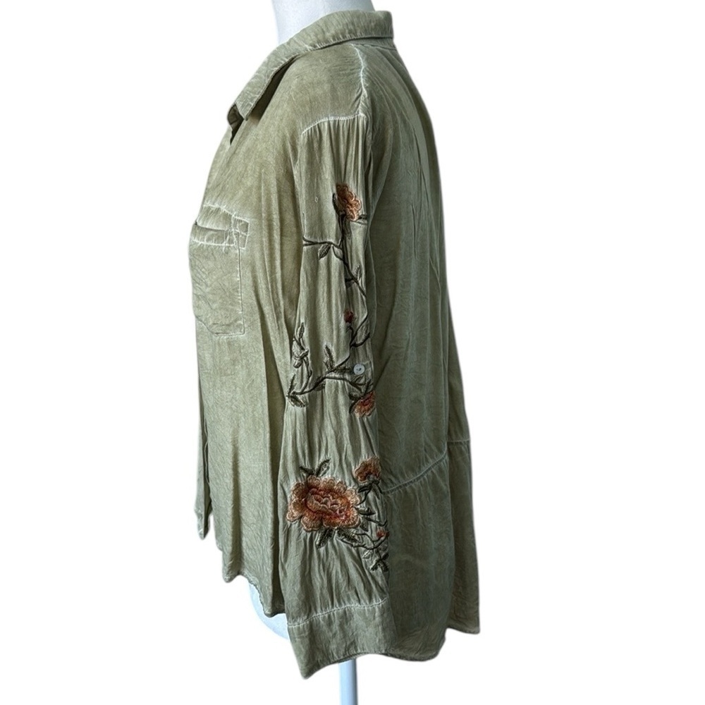 Aratta Silent Journey Embroidered Floral Collared Blouse Size Small - Picture 2 of 15